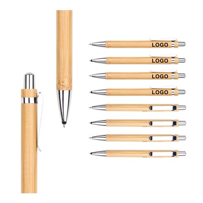 Bamboo Ballpoint Pens Gel Ink Press Type Plastic Pens