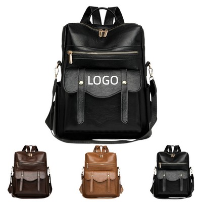 Pu Retro Leather Laptop Backpack
