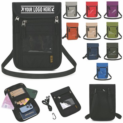 RFID Blocking Neck Wallet w/ Clear ID Window