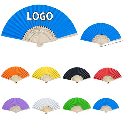 8.3" Bamboo Handheld Folding Paper Fans