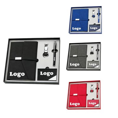 4-Piece Business Set Notebook Card Holder Keychain