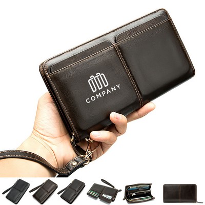 Genuine Leather Multiple Slots Long Clutch Wallet for Men