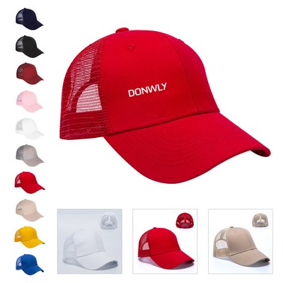 6 Panel Quick Dry Trucker Hat Mesh Back Baseball Cap