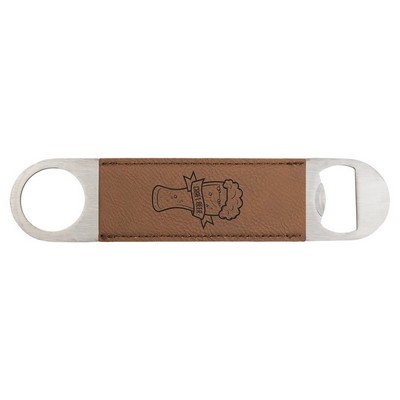Dark Brown Leatherette Bottle Opener - Laser Engraves to Black