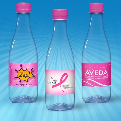 12 Oz. Water In Clear "Glastic" Bottle w/Full Color Label & Fuschia Cap