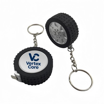 Tire Shape Mini Tape Measure Key Ring