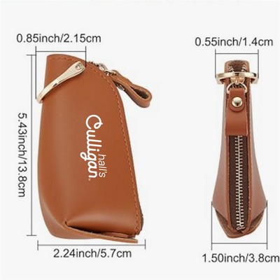 Anti-Scratch PU Zip-Around Key Pouch - Universal Car Key Fob Protector | Hanging Ring & Organizer