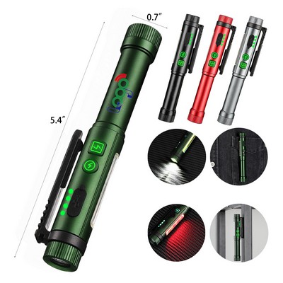Mini Pen-Shape Work Flashlight with USB Rechargeable Design