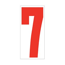 Red On White Number 7 Vinyl Sticker