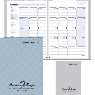 Ruled Monthly Desk Planner Stitched to Paper Cover: 2027