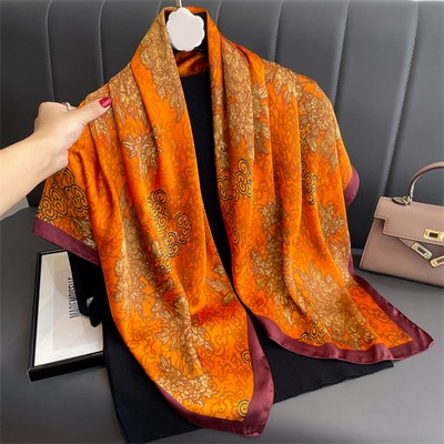 Custom 35.5" x 35.5" Polyester Satin Silk Feeling Headband Bandana Neckerchief