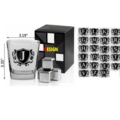 Whiskey Glass with Whiskey Stones Set