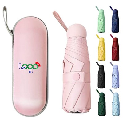 Portable Windproof Mini Travel Sun Rain Umbrella With Case