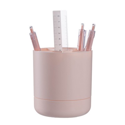 Creative 360 Degree Rotating Plastic Pen Holder - Round Desktop Organizer for Stationery & Makeup