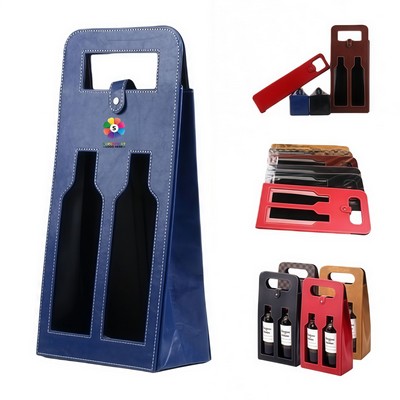 PU Leather Two Bottle Wine Carrier