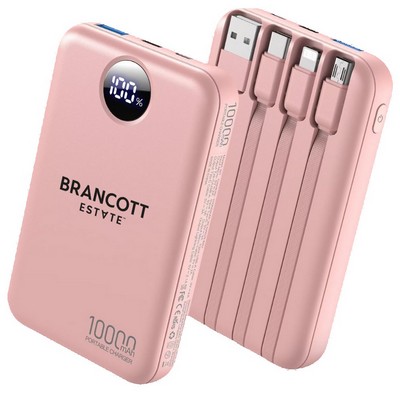 10000mAh Power Bank with 4 Built-in Cables