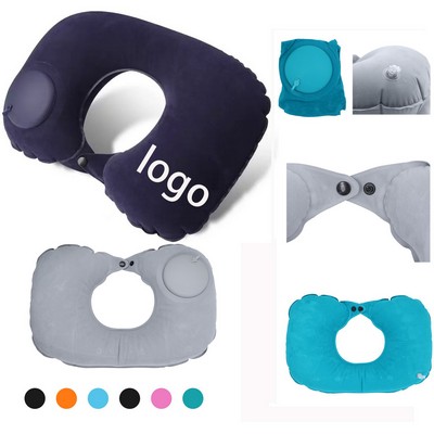 Portable Inflatable Flocked U Shaped Pillow