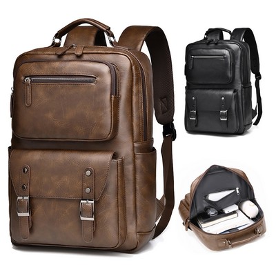 Retro PU Leather Business Daypack