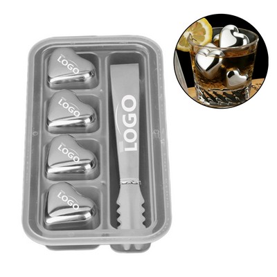 Heart Shape Stainless Steel Ice Cubes Clip Gift Set