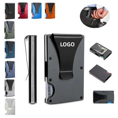 RFID Blocking Slim Aluminum Wallet with Money Clip