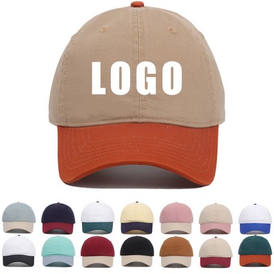 Adjustable Two Tone Cotton Baseball Cap