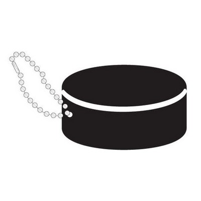 Hockey Puck Promotional Key Chain w/ Black Back (4 Square Inch)