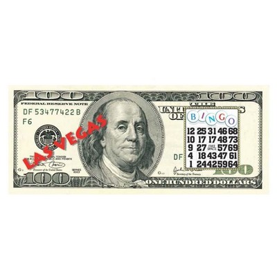 Las Vegas Bingo $100 Bill Magnet w/ Full Magnetic Back (6 Square Inch)