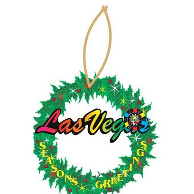 Las Vegas w/ Poker Chip Wreath Ornament w/ Clear Mirrored Back (6 Square Inch)