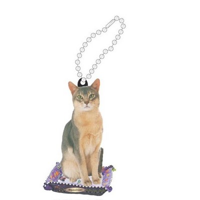 Abyssinian Cat Promotional Key Chain w/ Black Back (2 Square Inch)