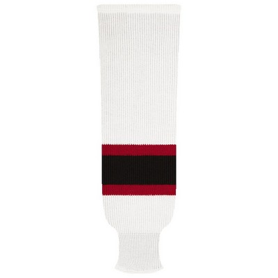 New Jersey Pro Series White Home Socks w/Red & Black Stripes