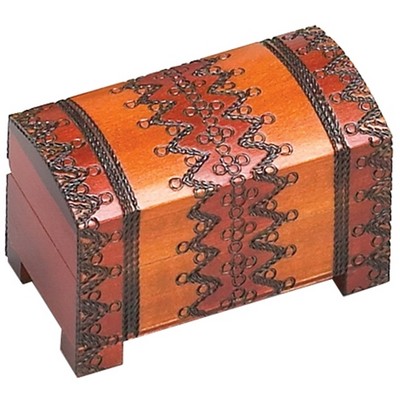 Wood Chest w/Carved Pattern (3 1/8"x1 3/4"x2")