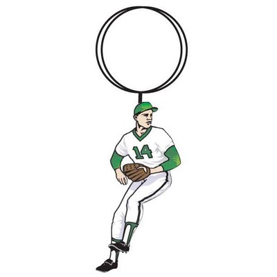 Baseball Player Key Chain w/Clear Mirrored Back (3 Square Inch)