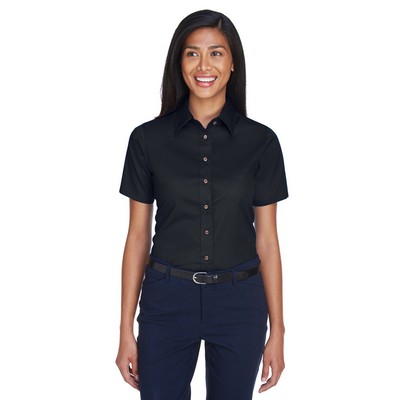 Harriton Women's Easy Blend™ Short Sleeve Twill Dress Shirt w/Stain-Release
