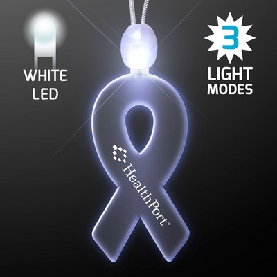 Imprinted Ribbon Acrylic Necklaces with White LED - PRINTED