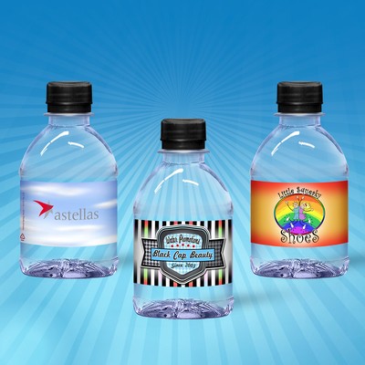 8 Oz. Custom Label Spring Water w/Black Flat Cap - Clear Bottle