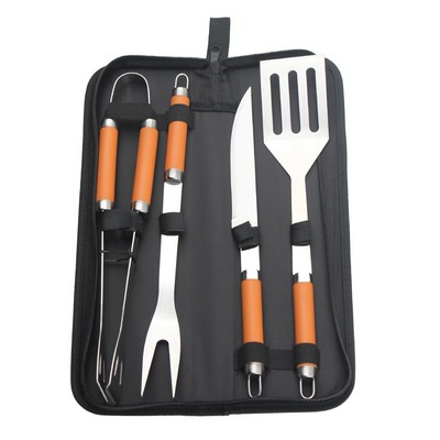 Stainless Steel BBQ Tools w/ Black Bag (4 Piece Set)