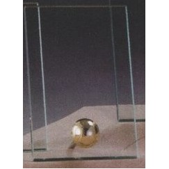 Clear Glass Plaque Award w/Baseball Golf Accent & Gold Plastic Mounts (7"x9.5")