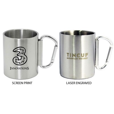 10 Oz. Brushed Stainless Steel Carabiner Camping Mug