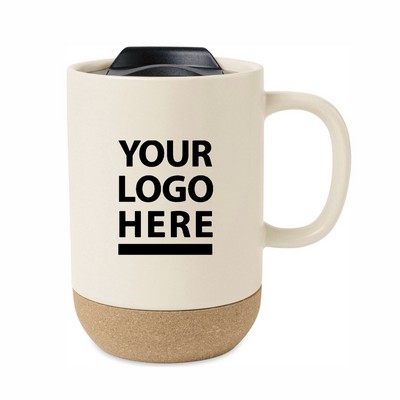 14 Oz. Ceramic and Cork Lidded Mug