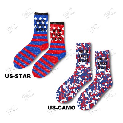 Flag Design Full Color Athletic Crew 8" high Socks