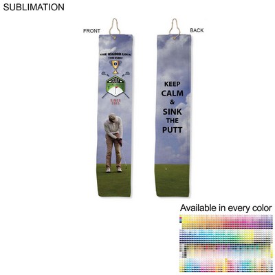 Plush Velour Terry Cotton blend Golf Towel, Trifold Grommet and Hook, Sublimated, (6"x25")