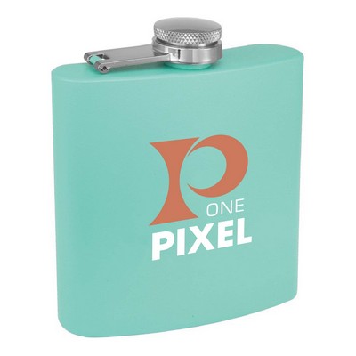 6oz. Matte Teal Powder Coated Stainless Steel Flask