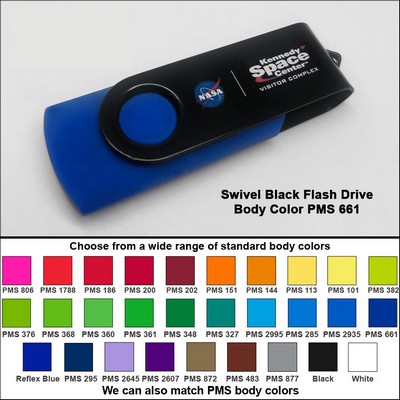 Swivel Black Flash Drive - 8 GB Memory - Body PMS 661