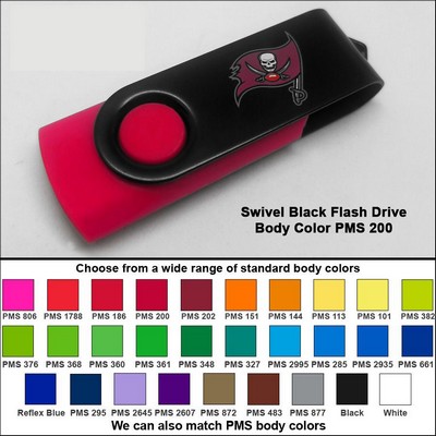 Swivel Black Flash Drive - 2 GB Memory - Body PMS 200