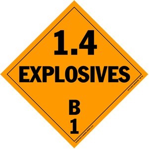 Explosives Class 1.4B Polycoated Tagboard Placard - 10.75" x 10.75"
