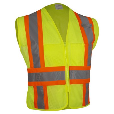 Reflective Apparel™ Adjustable Side Wrap Closure DOT Orange Contrasting Trim Vest-Full Zip