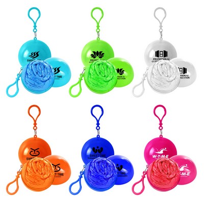 Disposable Rain Poncho Ball Keychain