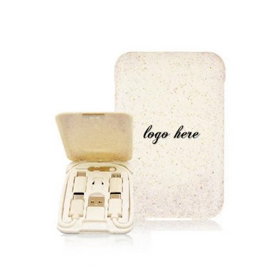 Wheat Straw 5" 1 Charging Cable Box