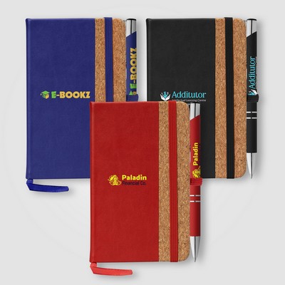 Miller Cork Notebook & Tres-Chic Pen Gift Set - Full-Color Inkjet