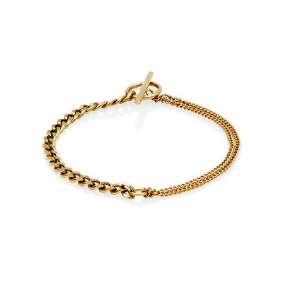 CJ Steelx Mixed Curb Link Toggle Bracelet - Gold